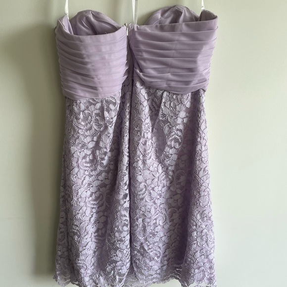 Strapless Lavender Lace Bridesmaid David’s Bridal Dress - Picture 3 of 4